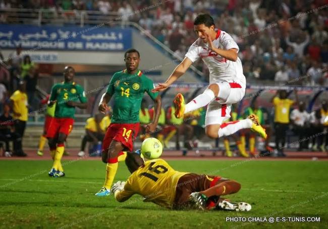 Chermiti lors de Tunisie - Cameroun qualificatif en Coupe du Monde Brésil 2014. (Photo CHALA)