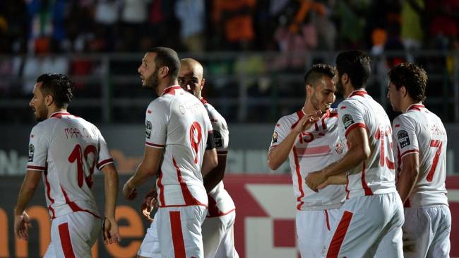Deux buts d'Akaïchi et Chikhaoui offrent la victoire aux tunisiens face aux zambiens. (Photo AFP)