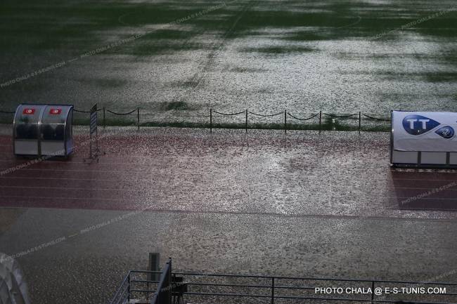 Des pluies diluviennes à Radès ont déjà fait reporter un match de l'Espérance de Tunis face à Gor Mahia, le 11 mars 2014. (Photo CHALA)