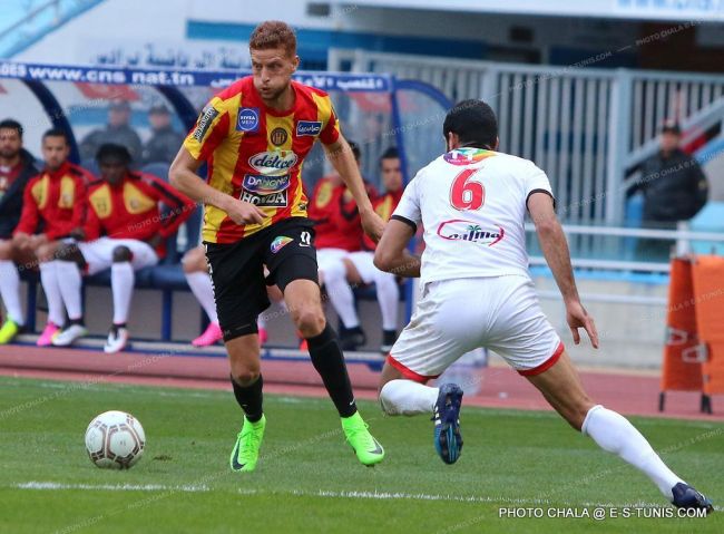 Fakhreddine Ben Youssef buteur face à l'ES Métlaoui, le mercredi 15 février 2017 à Radès. (Photo CHALA)