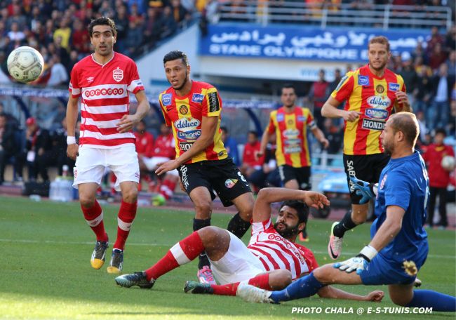 Anice Badri buteur face au Club Africain, le 1er mars 2017 à Radès. (Photo CHALA)