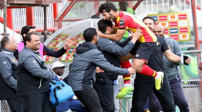 Meskini celebrates his opener at the Barbourfields Stadium with Esperance staff. Photo | Eliah Saushoma | sundaynews.co.zw