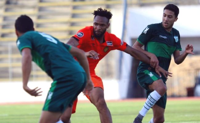 Fousseny Coulibaly, auteur du deuxième but face à l'AS Rejiche en amical, le 11 juillet 2020 à El Menzah. (Photo est.org.tn)