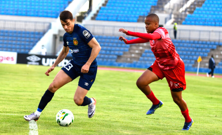 Ilyes Chetti et ses coéquipiers se sont qualifiés en dominant Jwaneng Galaxy FC à Francistown 3 à 0. (Photo est.org.tn)