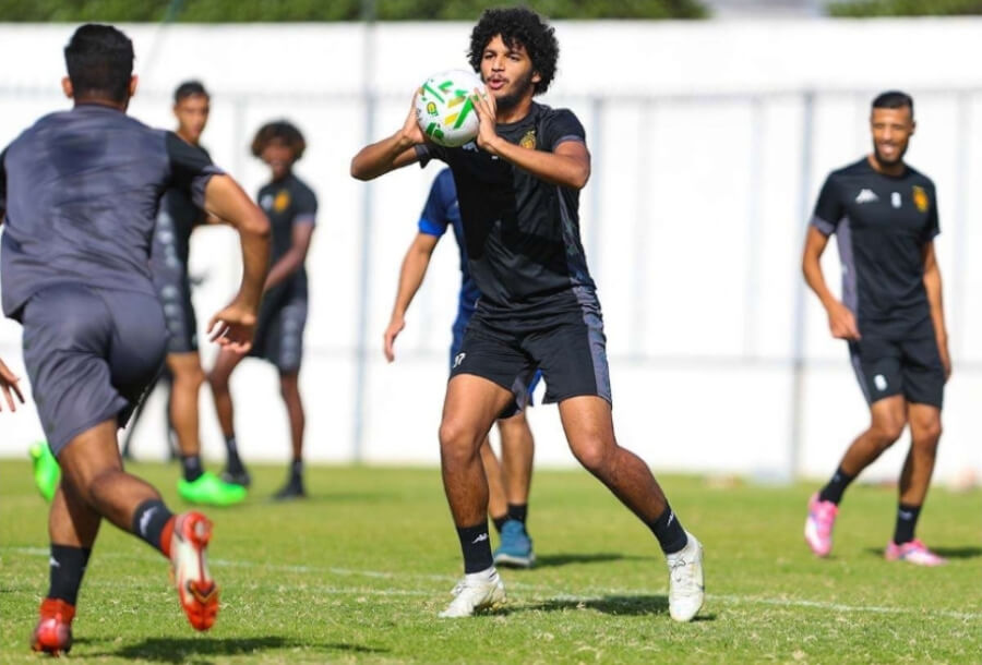 Ghaïth Wahabi et ses coéquipiers à l'entrainement la veille de la réception du CS Chebbien pour le compte de la 2è journée de Ligue 1. (Photo Taraji+)