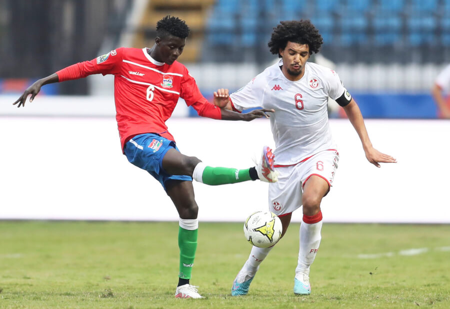Ghaïth Wahabi, le capitaine de la sélection tunisienne U20 lors du match face à la Gambie à la CAN U20 Egypte 2023. (Getty Images)