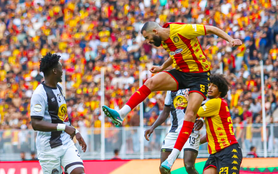 L'action de Yassine Meriah a raté de peu le cadre ce jeudi 26 octobre 2023 à Radès en quart de finale retour de l'African Football League. (Photo afl.africa)