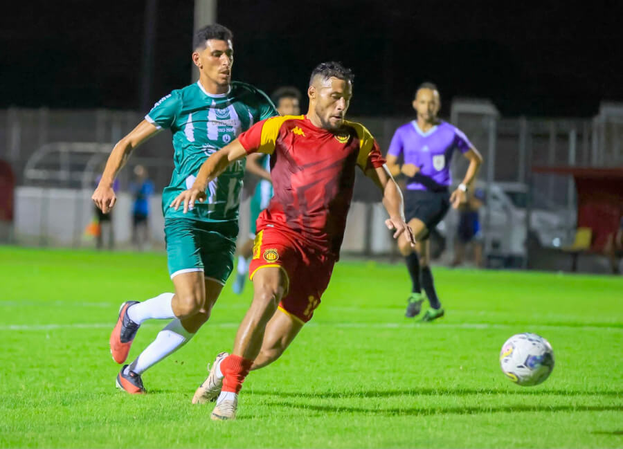 Youcef Belaïli auteur d'un doublé en amical face au SA Menzel Bourguiba, le 8 septembre 2024 au Parc B. (Photo est.org.tn)