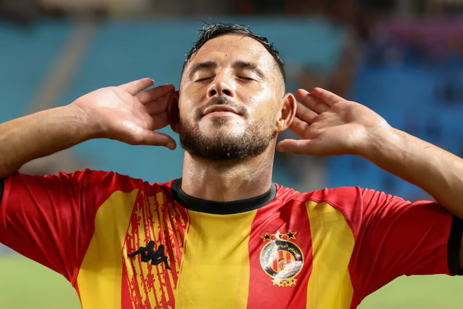 Youcef Belaïli savors his hat-trick against Dekedaha SC in the CAF Champions League, September 21, 2024 at the Radès stadium. (Photo est.org.tn)