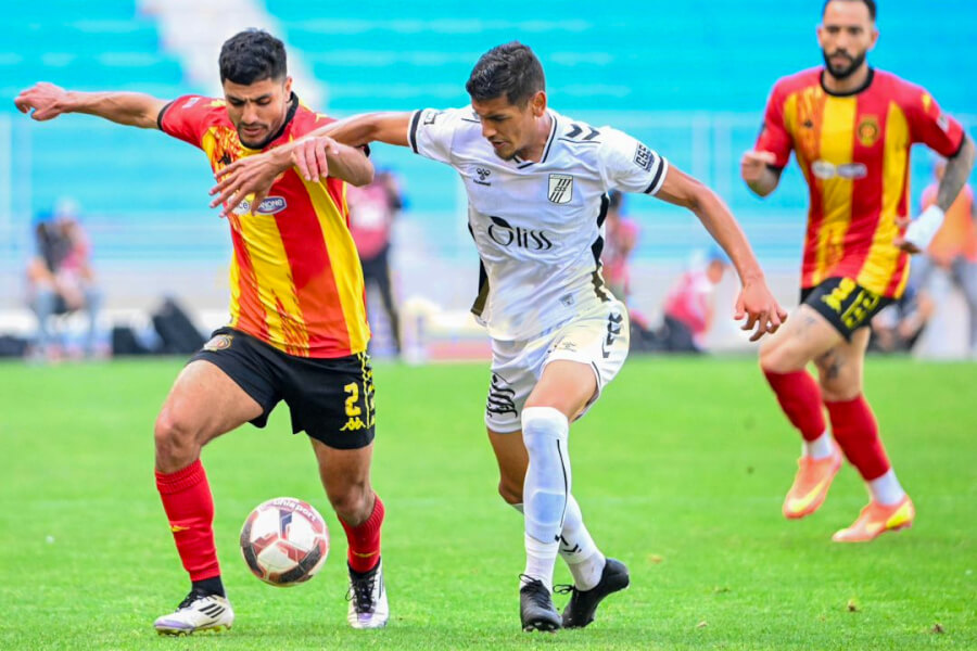 Mohamed Ben Ali solide en défense et héroïque face au CS Sfaxien, le 3 mai 2025 au stade de Radès. (Photo Taraji+)