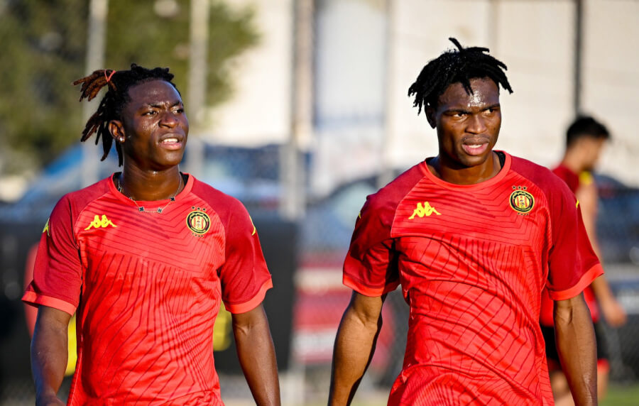 Jack Diarra et Aboubacar Diakité à l'entraînement au Parc B. (Photo est.org.tn)