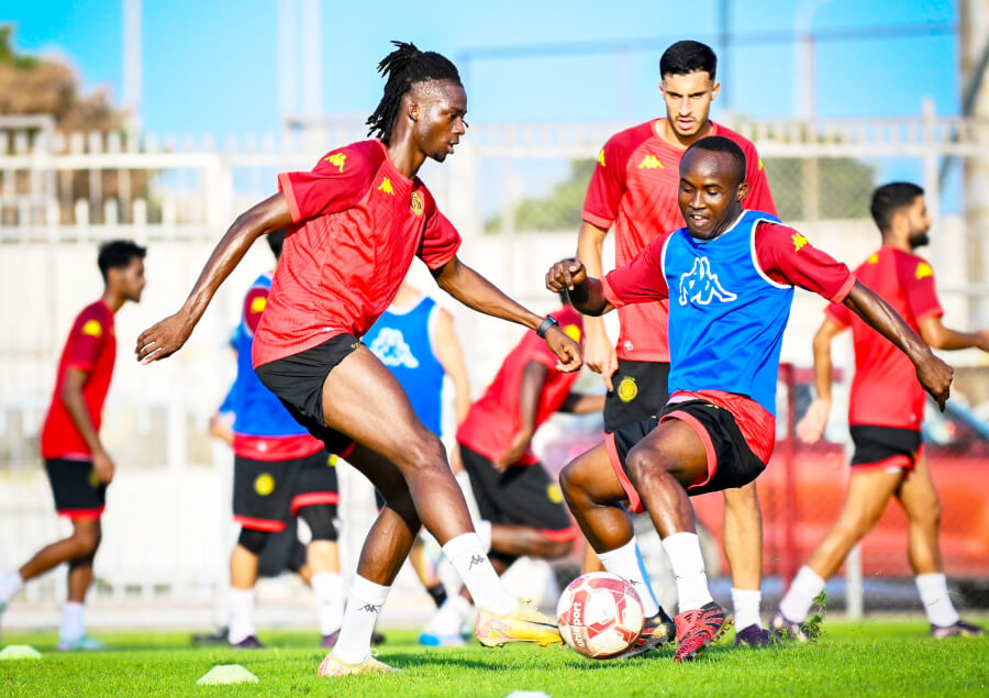 Keita, Konaté et leurs coéquipiers à l'entraînement au Parc B. (Photo est.org.tn)