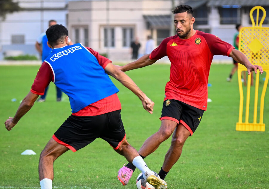 Les joueurs sang et or préparant le match de demain face à l'AS Soliman. (Photo est.org.tn)