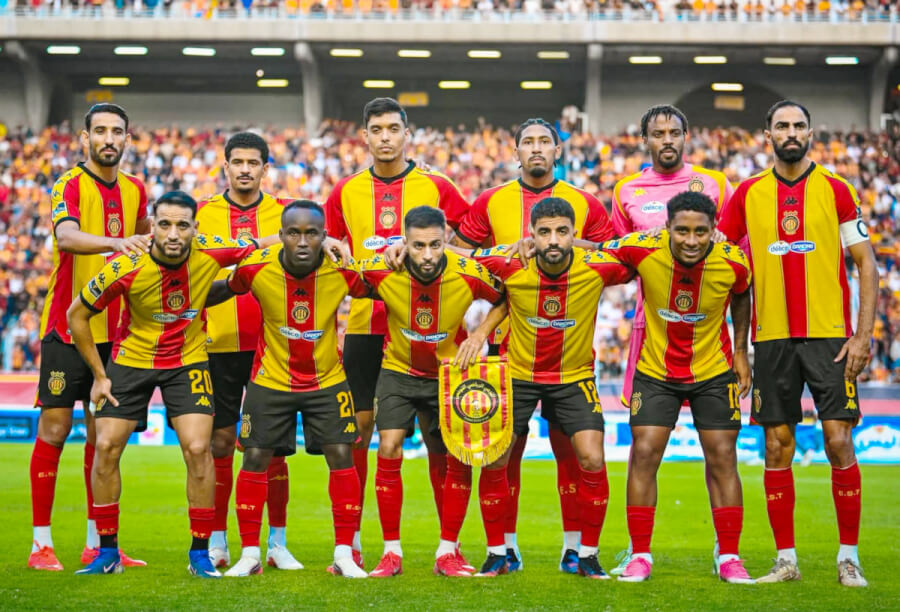 The Blood and Gold eleven that lined up against Swehly SC in the Champions League on October 24, 2026, at the Radès stadium. (Photo: est.org.tn)