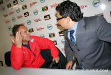 Conférence de presse d'après-match. Zouaoui et Hajri, entraîneur du Rachad Bernoussi. (Photo CHALA)