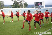 Les joueurs sang et or effectuant un entraînement en Afrique. (Photo CHALA)