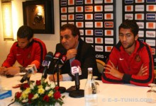 Korbi, Benzarti et Darragi en conférence de presse d'avant match. (Photo CHALA)