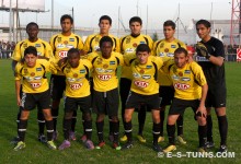 Le Onze Sang et Or aligné contre Pocos De Caldas FC, le 8 décembre 2010 au Parc B. (Photo CHALA)