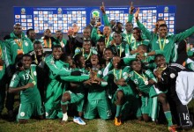 Nwofor (le numéro 12), champion d'Afrique avec le Nigéria et meilleur buteur de la CAN U-20 avec 4 buts (Photo : CAF Online)