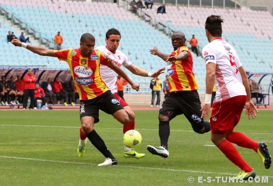 Après quelques semaines d'absence, N'Djeng est de retour en force en marquant deux buts contre Béja, le 20 avril 2014 à Radès. (Photo CHALA)